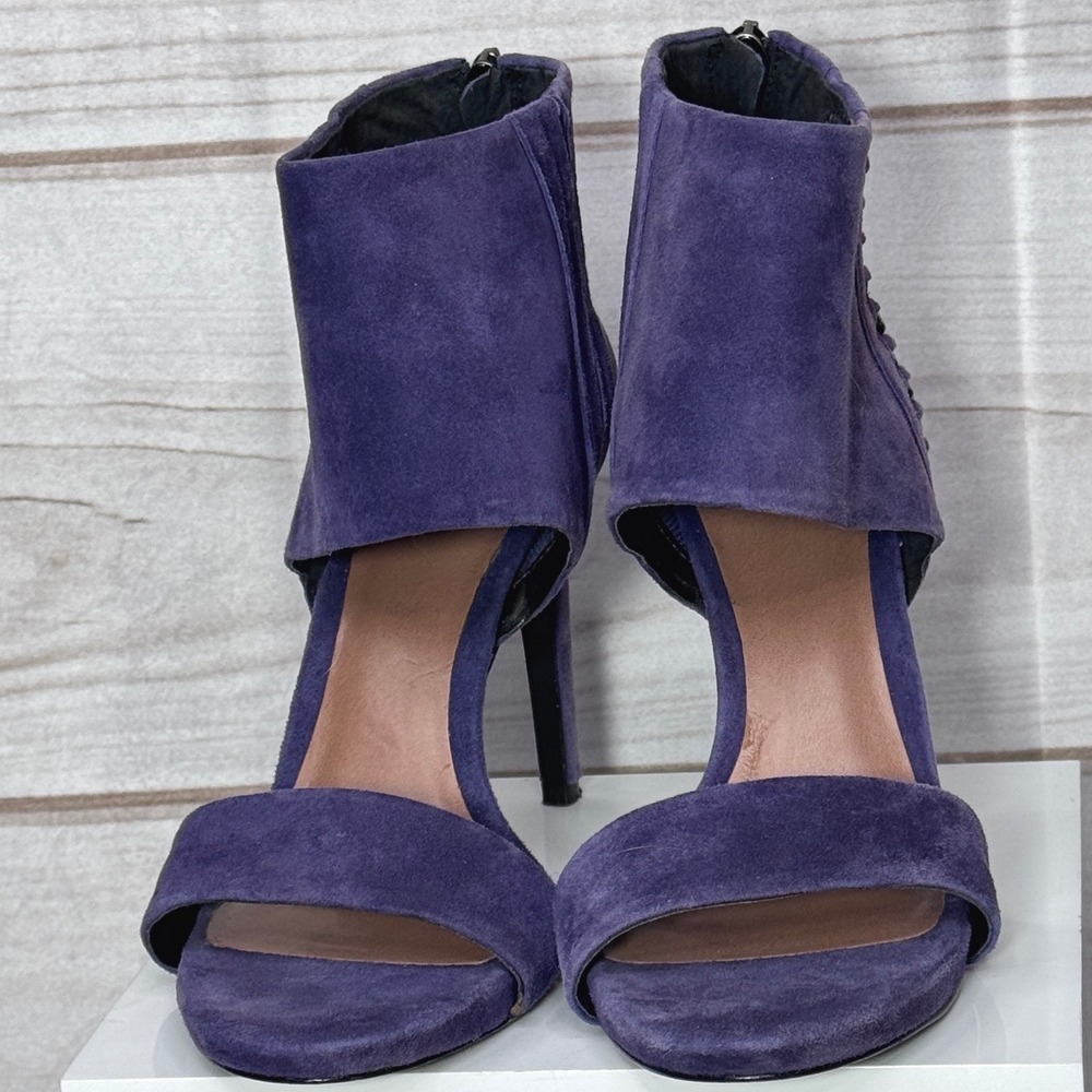 Vince Camuto Freya Purple Suede Chain Detail Stiletto Sandals‎ Heels Size 7M 37